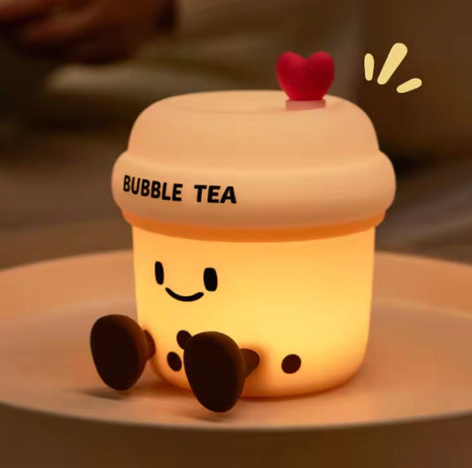 Cute Boba Tea Night Light – Soft Silicone Rechargeable Lamp