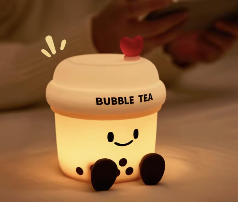Cute Boba Tea Night Light – Soft Silicone Rechargeable Lamp