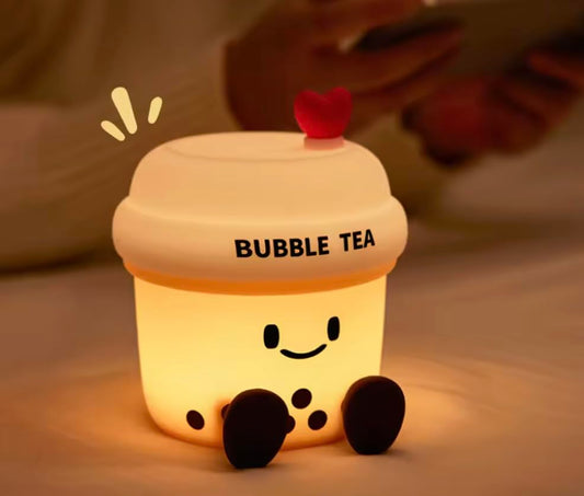 Cute Boba Tea Night Light – Soft Silicone Rechargeable Lamp