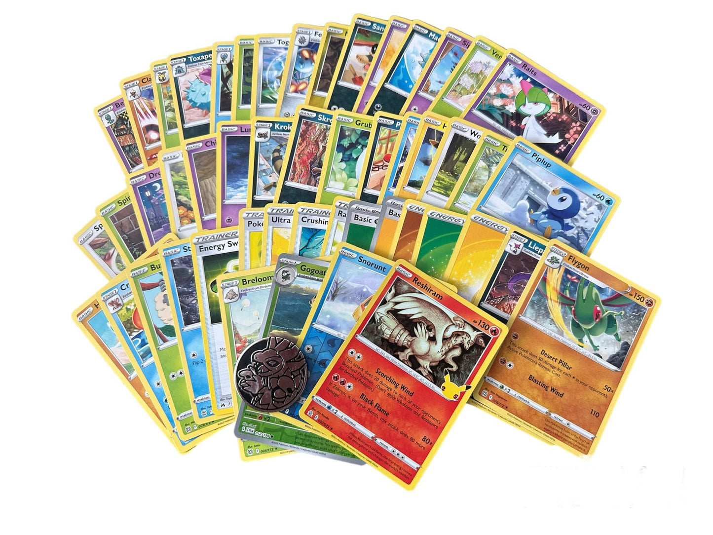 50 Assorted Pokémon Cards Bundle with Guaranteed Foil & Official Game Coin