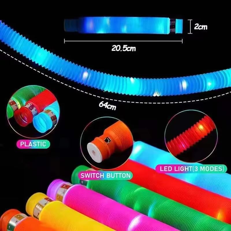 6 Pack Light-Up Pop Tubes – Sensory Fidget Toys