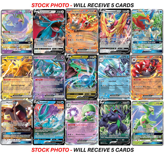 5 Pokémon Ultra Rare Card Bundle – V, GX, ex & More